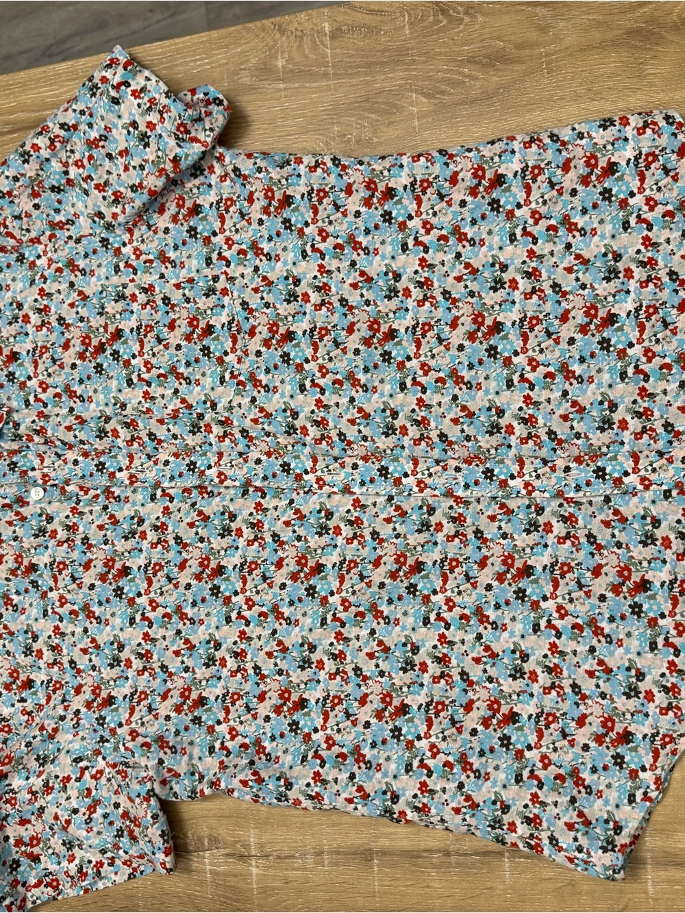 Banana Republic Button-Down Shirt in White, Blue and Red Floral Print